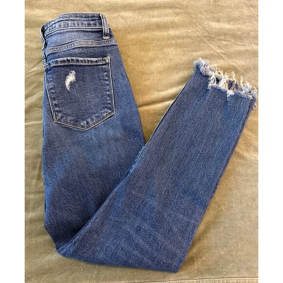 Flying Monkey Denim - Flying Monkey High Rise Medium Wash Straight Leg Fray Hem Jeans 26